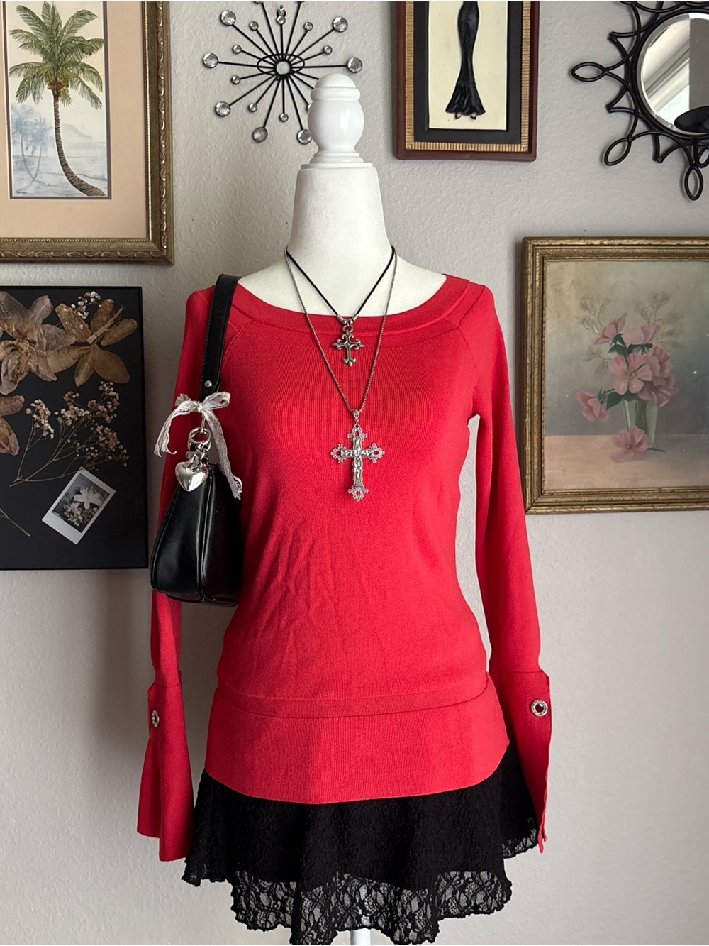 INC International Concepts Red Knit Top with Scoop Neck